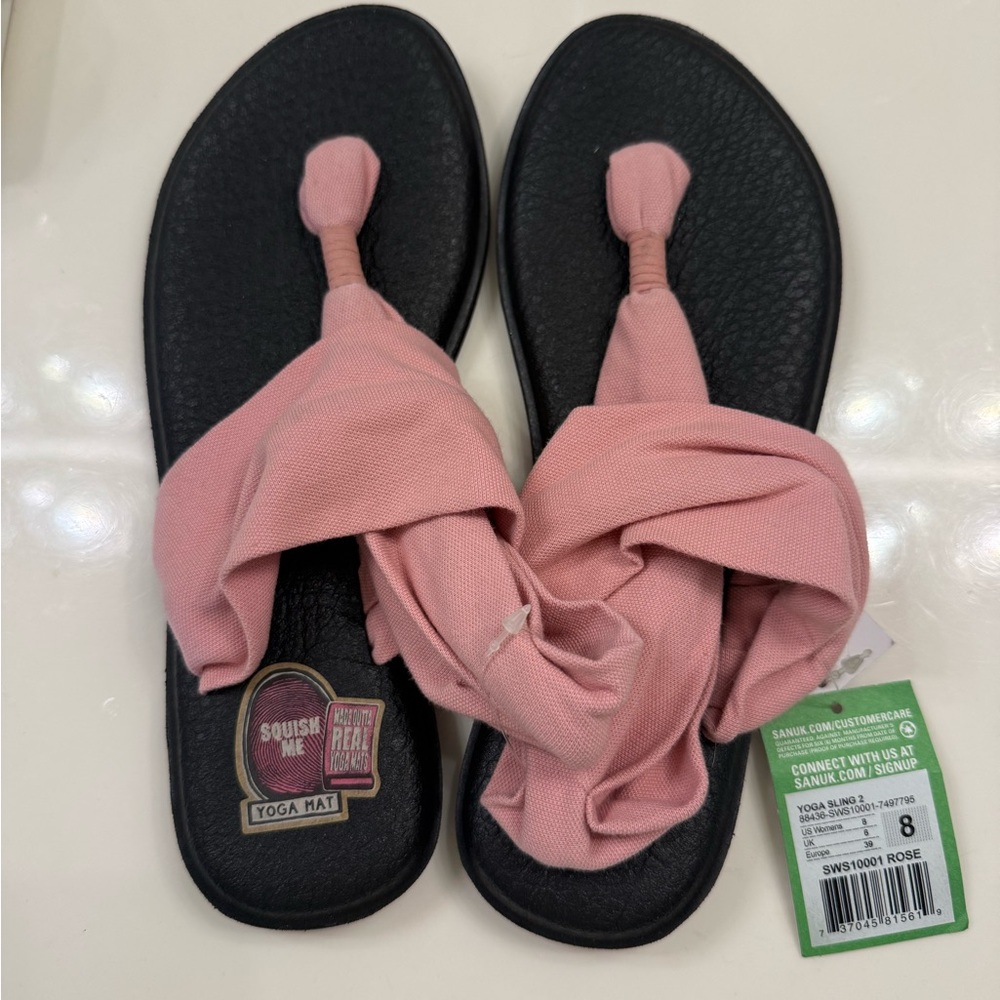 Sanuk Women's Sling Yoga Sandals with Pink Straps size 8 NWT
